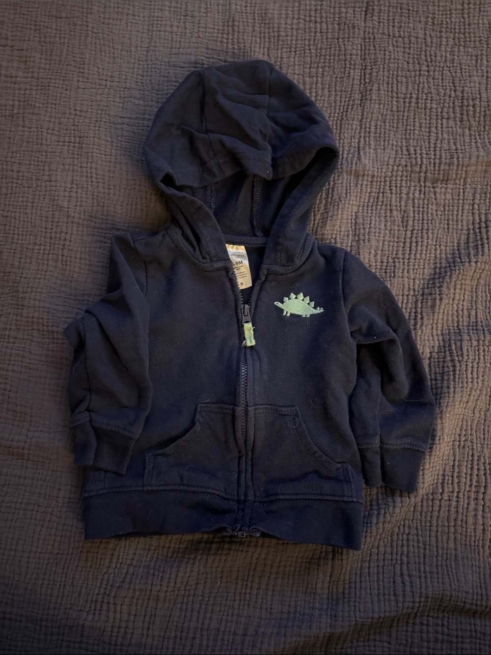 Carter's Navy Hooded Zip Sweatshirt with Mint Green Dino